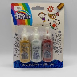 Glitteres ragsztó arany-ezüstpiros Fiorello 3x20ml