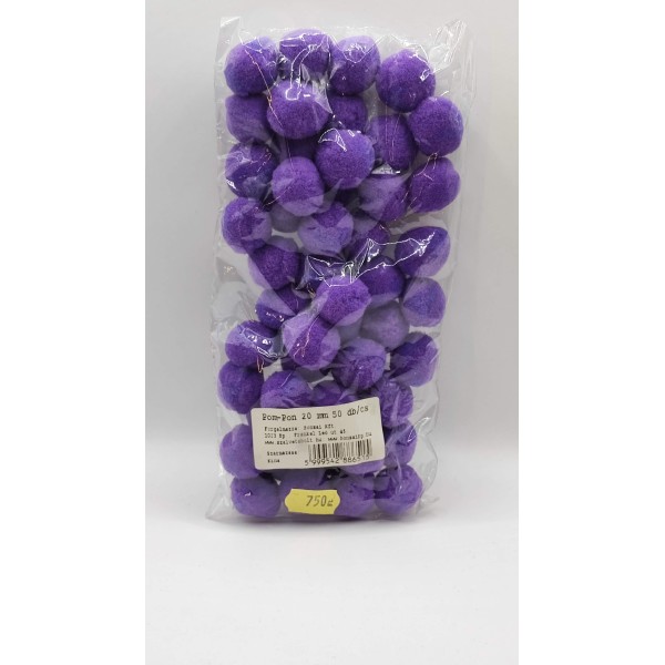 Pompom 20mm 50db/csomag lila