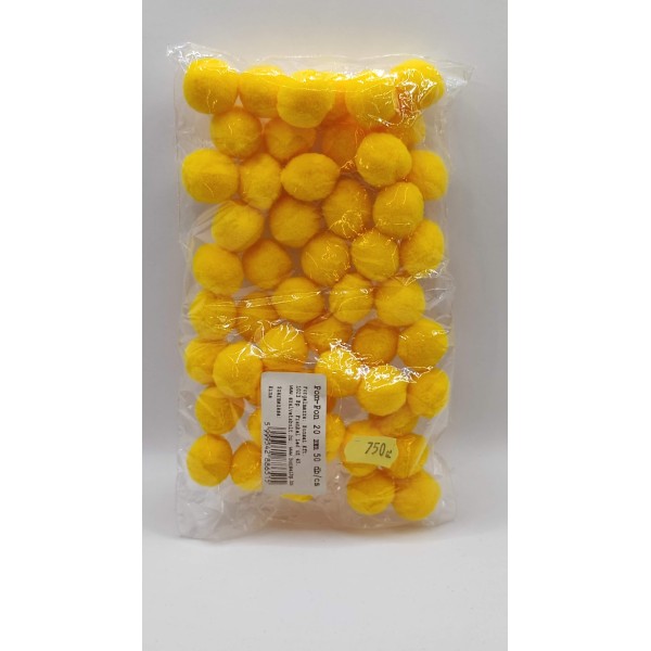Pompom 20mm 50db/csomag sárga
