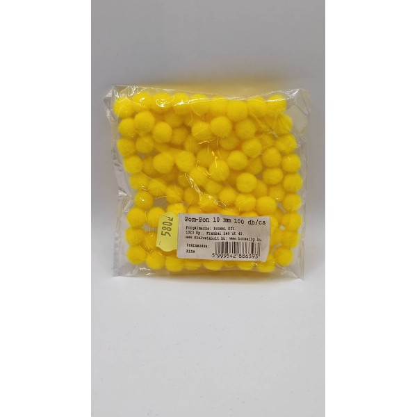 Pompom 10mm 100db/csomag sárga