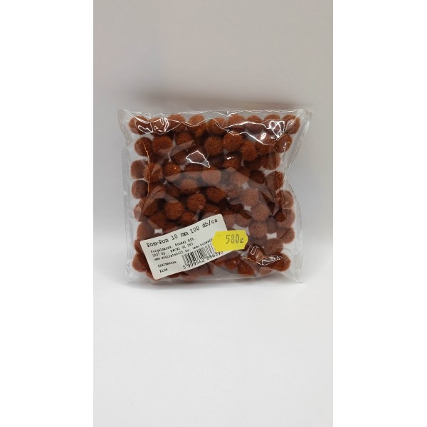 Pompom 10mm 100db/csomag barna