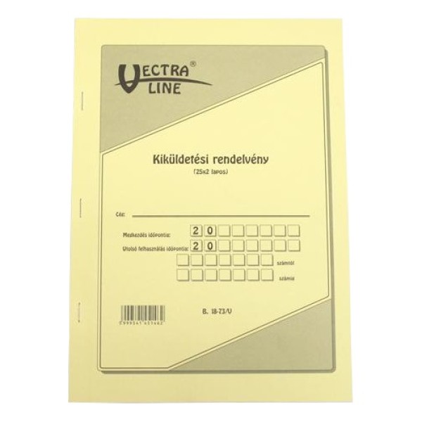 Nyomtatvány Kiküldetési rendelvény VECTRA-LINE álló 25x2 lapos tömb B18-73/V