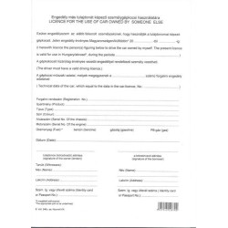 Nyomtatvány Engedély más tulajdonát képező gépkocsi használatára A/4 méretű BVALL345