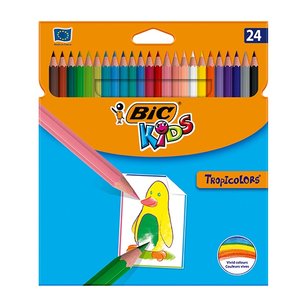 Színes ceruza BIC Kids Tropicolors hatszögletű 24 db/készlet