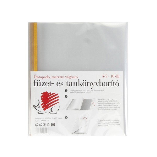 Füzetborító ICO Süni A/5 öntapadós csíkkal víztiszta 10 db/csomag Füzetborító ICO Süni A/5 öntapadós csíkkal víztiszta 10 db/csomag