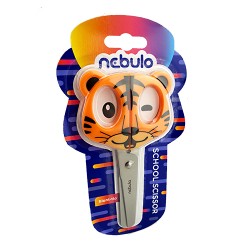 Olló iskolai NEBULO kerekített 13,5cm tigriskölyök fogórésszel 