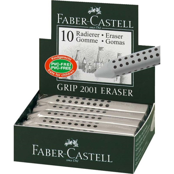 Radír FABER-CASTELL Grip 2001 háromszögletű 90x15x15mm szürke 