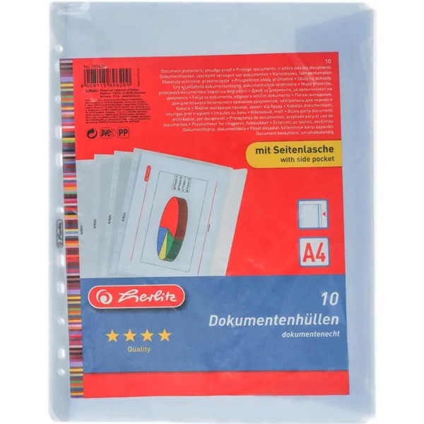 Genotherm HERLITZ A/4 lefűzhető narancsos 10 db/csomag oldalsó nyílású