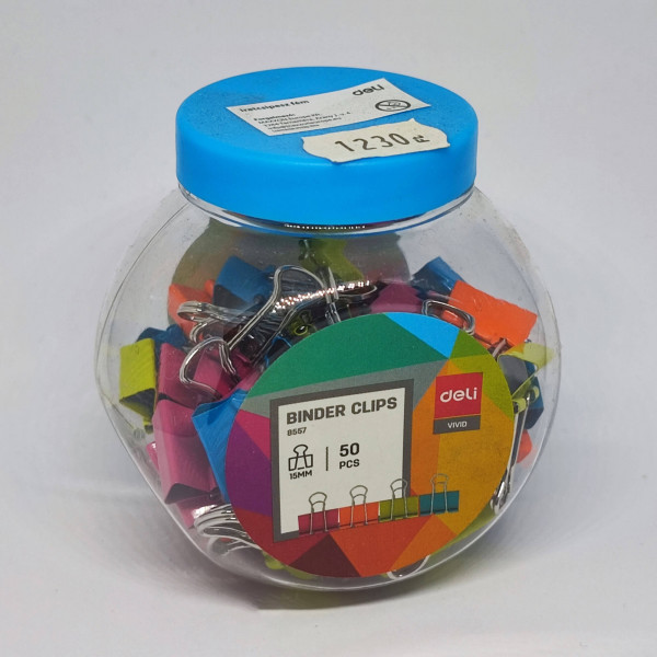 Binder csipesz színes 15mm 50 db/doboz kék kupakkal Binder csipesz színes 15mm 50 db/doboz kék kupakkal