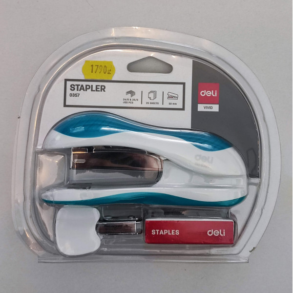 Tűzőgép DELI 357 asztali 25 lap 24/6 kék Tűzőgép DELI 357 asztali 25 lap 24/6 kék