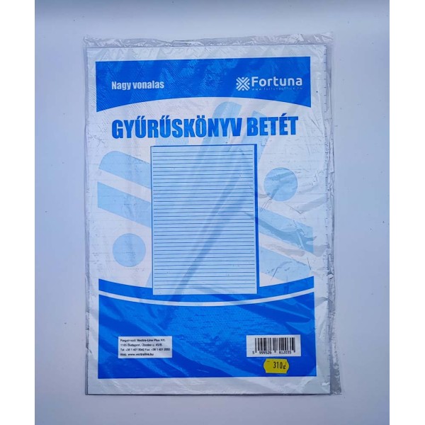 Gyűrűskönyv betét FORTUNA A/4 50 lapos 4 lyukú nagy vonalas