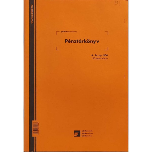 Nyomtatvány Pénztárkönyv NYOMELL álló 50 lapos A. Sz. ny. 504 