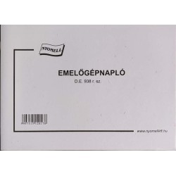 Nyomtatvány Emelőgépnapló A/5 fekvő 48 oldalas D.E. 938 r.sz.