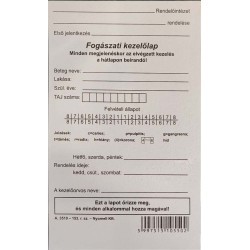 Nyomtatvány Fogászati kezelőlap A.3510-153.r.sz. 100 lap 10Ft/db