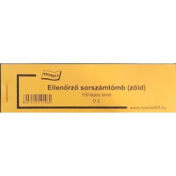 Nyomtatvány Ellenőrő sorszámtömb (tombola) NYOMELL 100 lapos tömb D.2 zöld