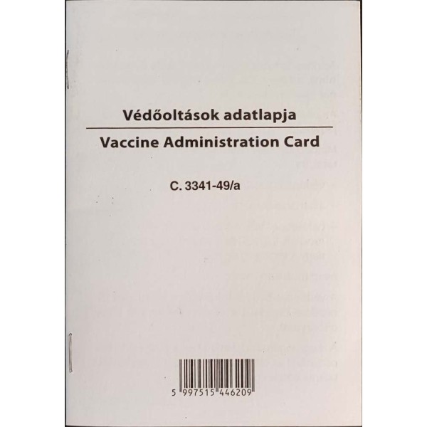 Nyomtatvány Védőoltások adatlapja NYOMELL A/6 álló C.3341-49/a
