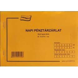 Nyomtatvány Napi pénztárzárlat NYOMELL A/5 fekvő 50x2 lapos B. 13-27/V