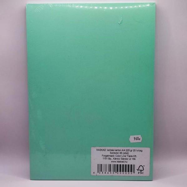 Színes karton KASKAD A4 225gr 20ív/csomag zöld (65 színkód)