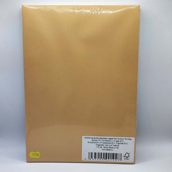 Színes fénymásolópapír KASKAD pasztell színek MIX A4 80gr 5x20ív
