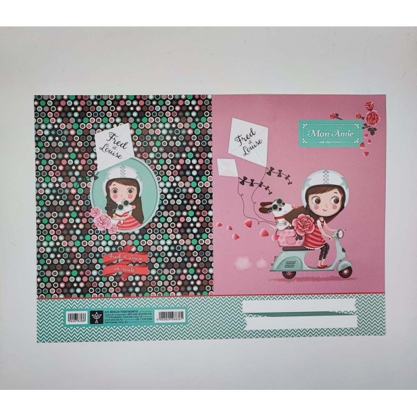 Füzetborító A/4 műanyag bújtatós mintás papír belsővel