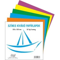 Színes kivágó (egyoldalt színes)  papírlapok kicsi 15x15cm 10 lap/csomag