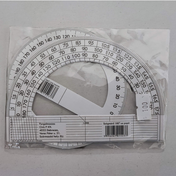 Szögmérőkészlet papír 4db 180fokos + 1db 360 fokos 