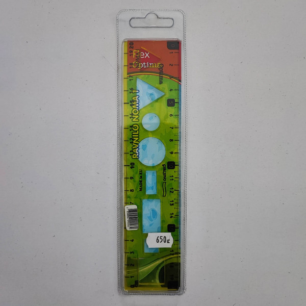 Sablon vonalzó OPTIMA hajlékony 20cm sárga 