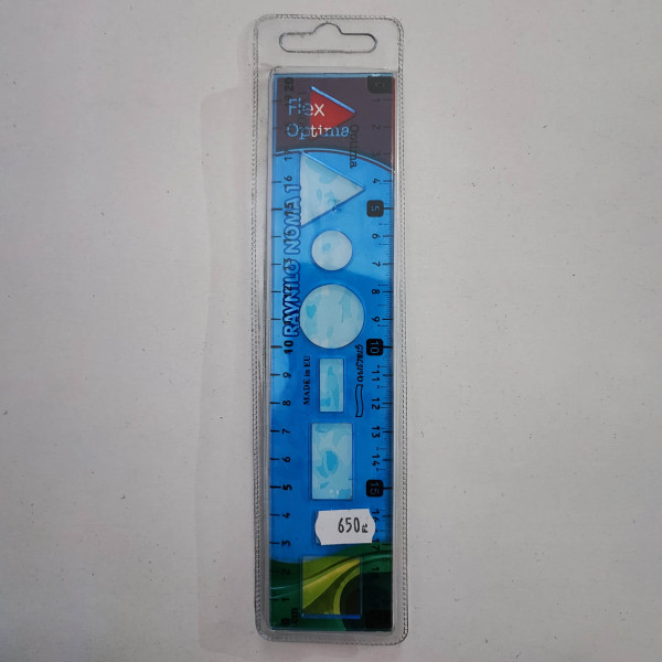 Sablon vonalzó OPTIMA hajlékony 20cm kék 