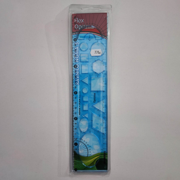 Sablon vonalzó OPTIMA hajlékony 30cm kék 