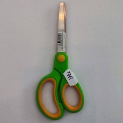 Olló iskolai kerekített hegy zöld-sárga 15cm 